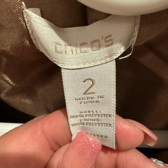 Chico’s Brown Suede Jacket Button Front Zipper Pockets Women’s Size Large - Picture 3 of 3